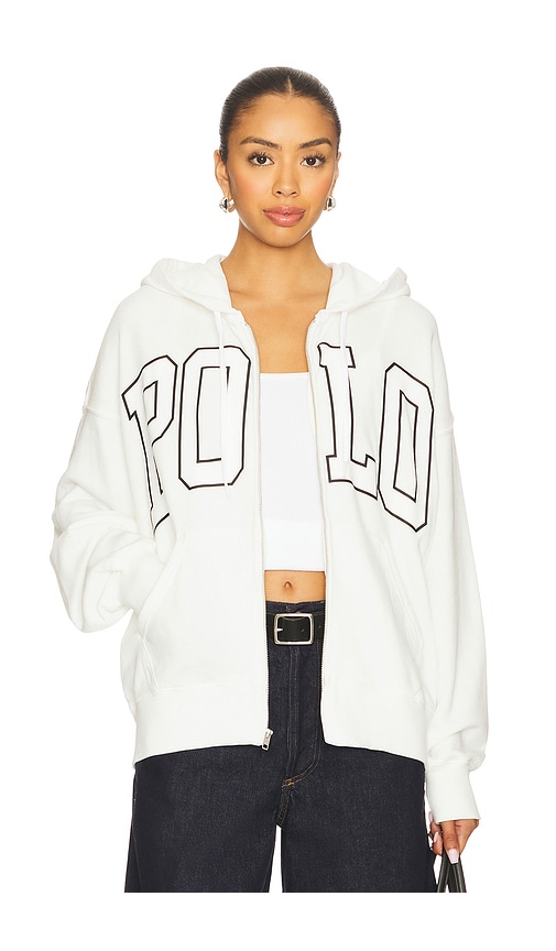 Logo Lightweight Fleece Full-Zip Hoodie in White. - size XL (also in L, M, S, XS)