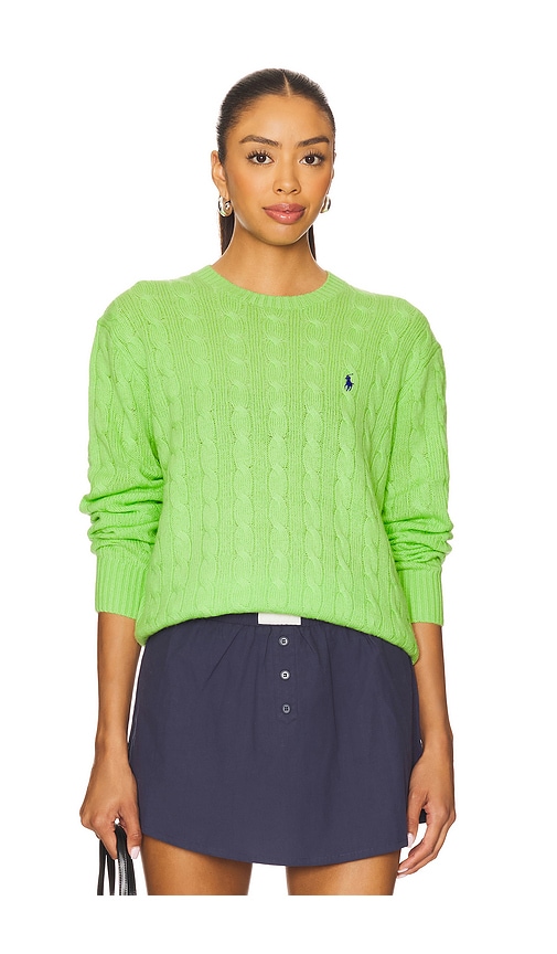 Cable Wool Cashmere Crewneck Sweater in Green. - size S (also in L, M, XS)