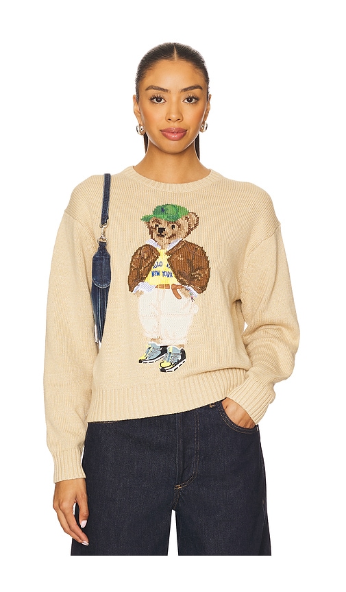 Polo Bear Cotton Crewneck Sweater in Nude. - size XS (also in L, M, S, XL, XXS)