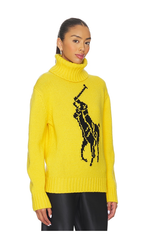 Polo Ralph Lauren Big Pony Wool Turtleneck Sweater In Yellow
