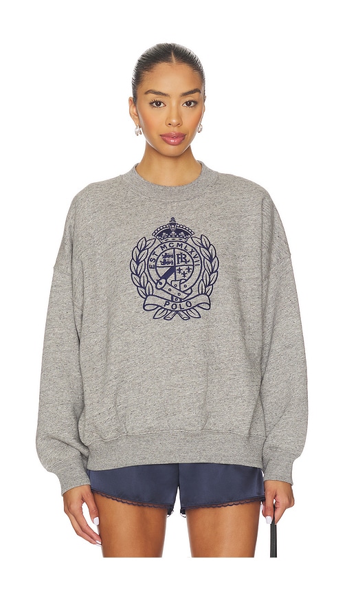 Polo Ralph Lauren Embroidered Crest Fleece Crewneck In Gray