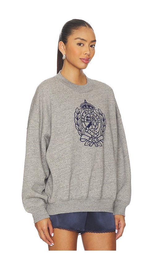 Polo Ralph Lauren Embroidered Crest Fleece Crewneck In Gray