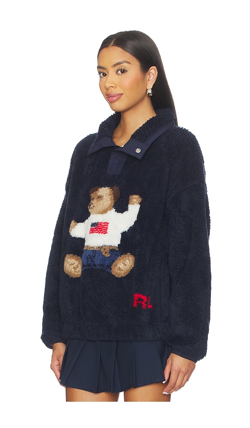 Polo Ralph Lauren Polo Bear High Pile Fleece Mockneck In Blue