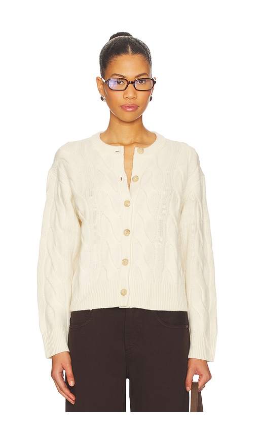 Polo Ralph Lauren Cable Knit Wool Cashmere Cardigan In White