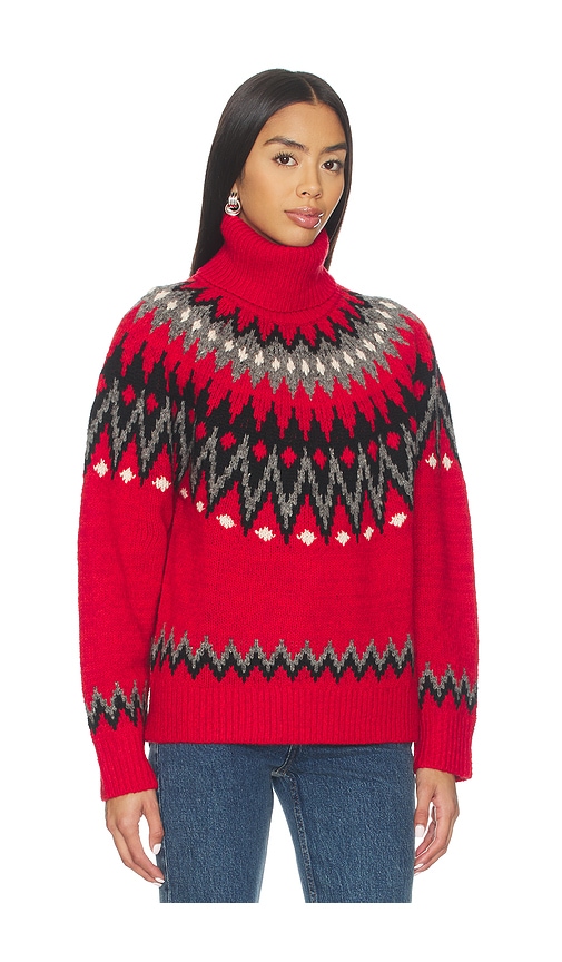 Polo Ralph Lauren Fair Isle Wool Blend Turtleneck Sweater In Red