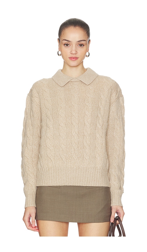 Polo Ralph Lauren Cable Wool Cashmere Polo Collar Sweater In Neutral
