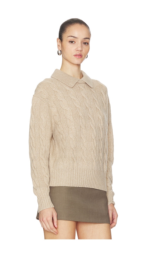 Polo Ralph Lauren Cable Wool Cashmere Polo Collar Sweater In Neutral