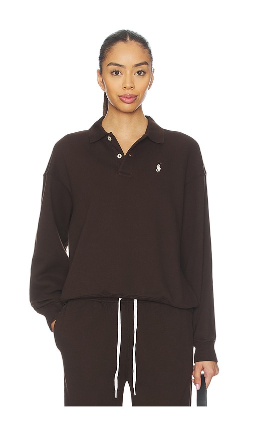 Polo Ralph Lauren Polo-collar Fleece Pullover In Black