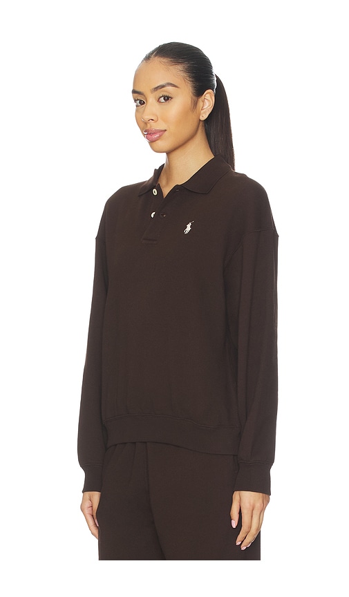 Polo Ralph Lauren Polo-collar Fleece Pullover In Black