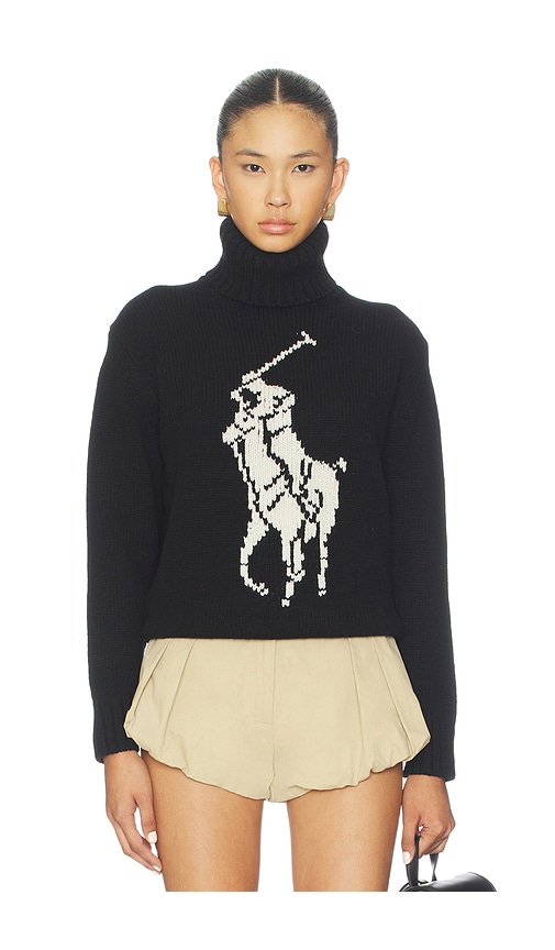 Polo Ralph Lauren Wool Turtleneck in Polo Black & Authentic Cream