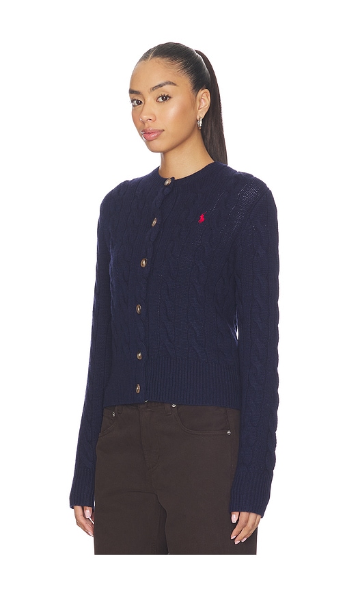Polo Ralph Lauren Slim-fit A Trecce In Lana E Cachemire Cardigan In Blue
