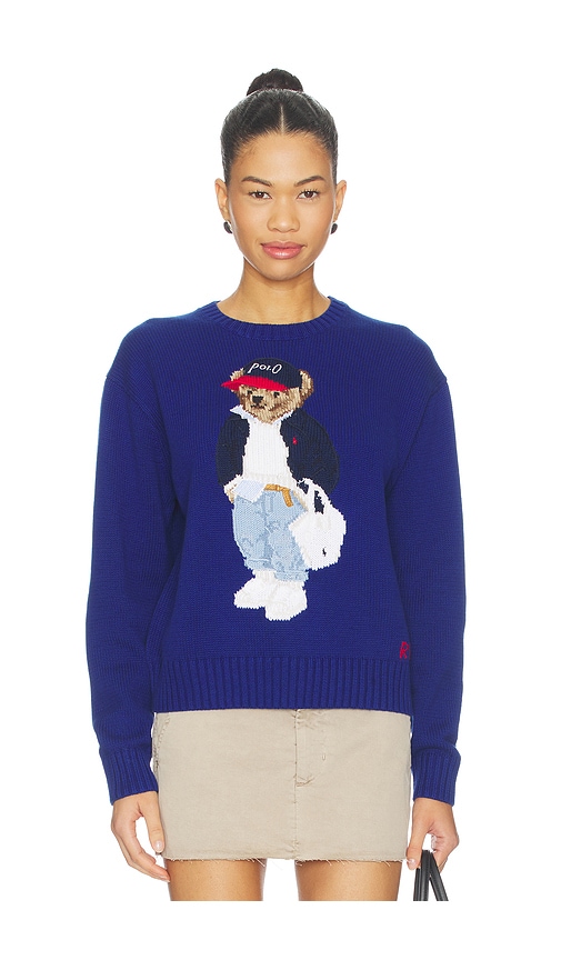 Polo Ralph Lauren Cotton Bear Crew Neck Pullover Sweater in Royal. - size S (also in L)