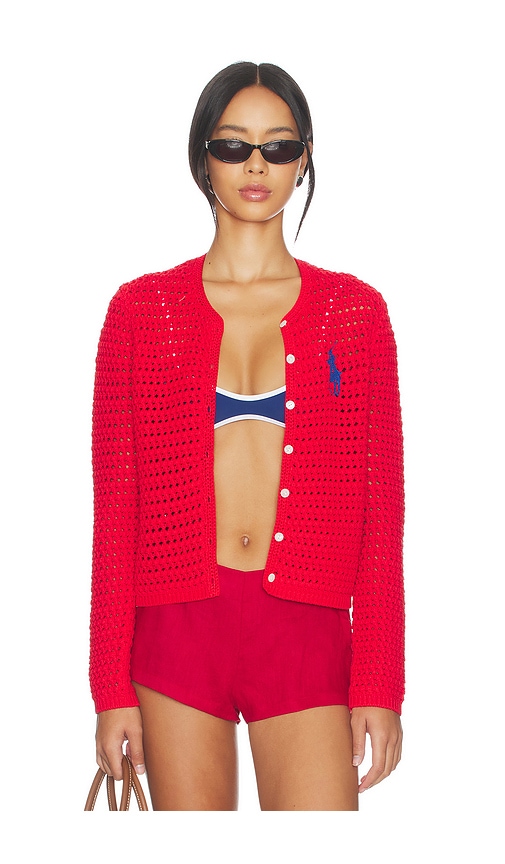 Polo Ralph Lauren Cotton Long Sleeve Cardigan in Petal Rose