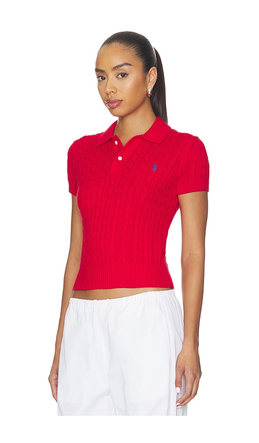  Polo Ralph Lauren Short Sleeve Collared Pullover Sweater En Red. Taille L. Also En M, S, Xl, Xs, Xxs. 