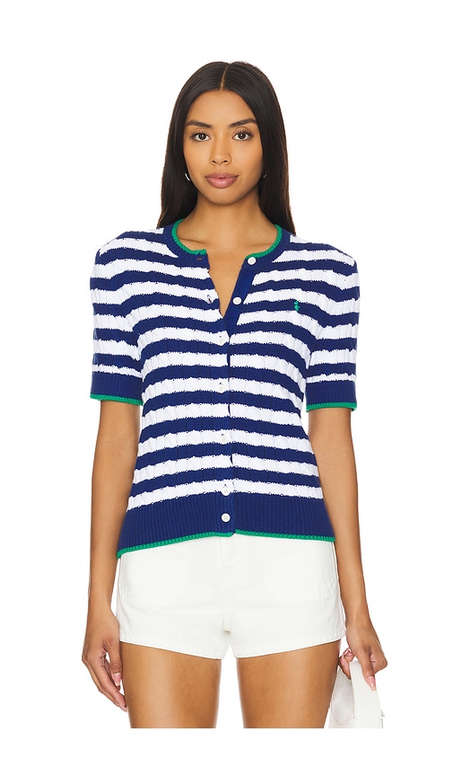 Shop Polo Ralph Lauren Short Sleeve Cardigan In White