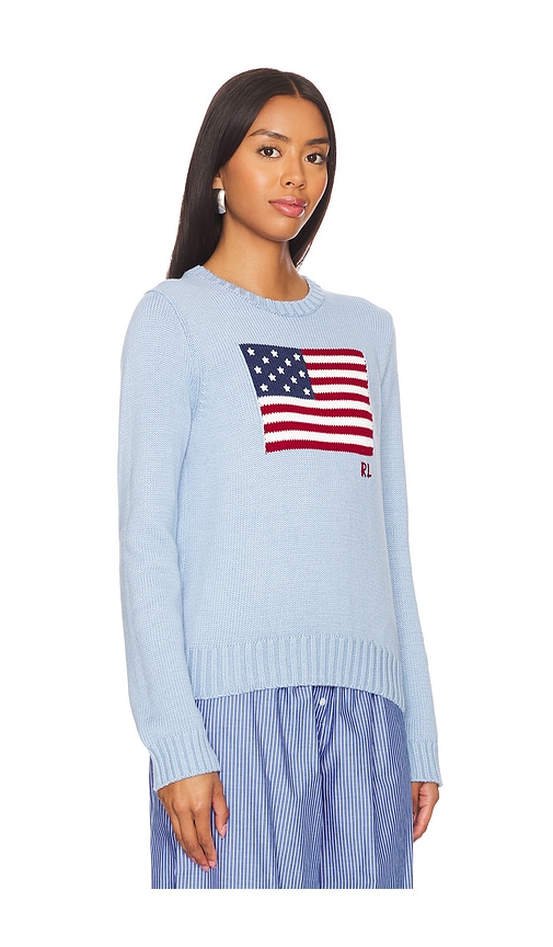 Shop Polo Ralph Lauren Flag Long Sleeve Pullover In Chambray