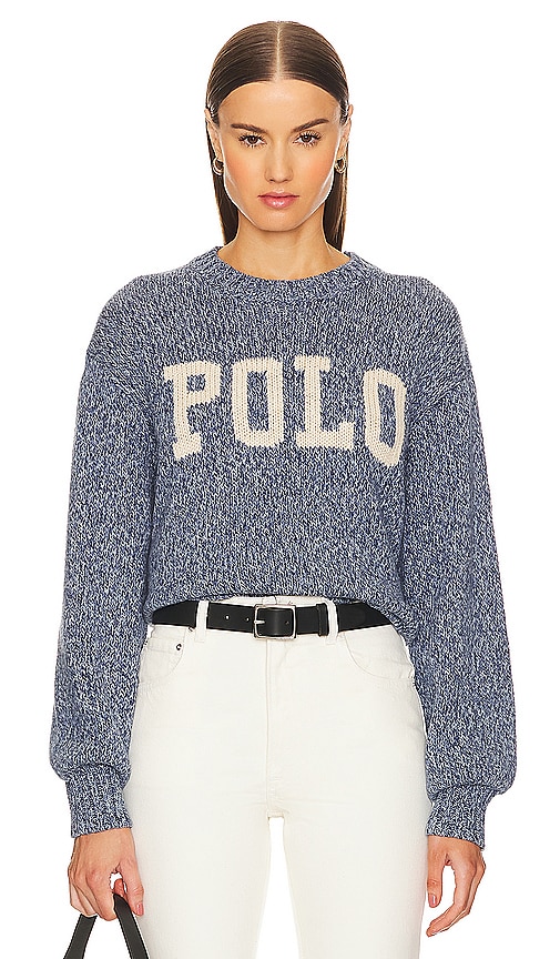 Polo Ralph Lauren Logo-intarsia Mélange Sweatshirt In Blue