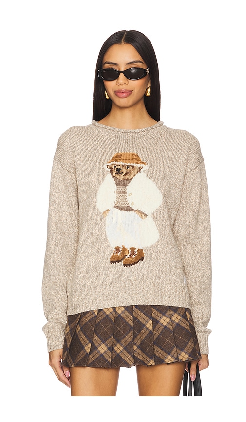 Polo Ralph Lauren Polo Bear Cotton Roll-neck Sweater in Mushroom Marl Multi