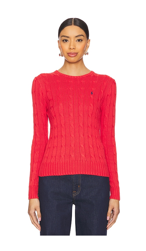 Polo Ralph Lauren Cable-knit Cotton Crewneck Sweater in Starboard Red