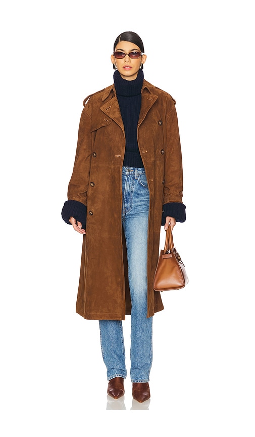Polo Ralph Lauren Lamb Suede Trench in Cinnamon