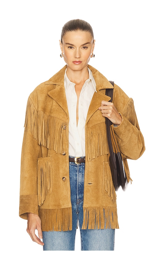 Polo Ralph Lauren Suede Jacket With Fringes And Large Pockets In Brown
