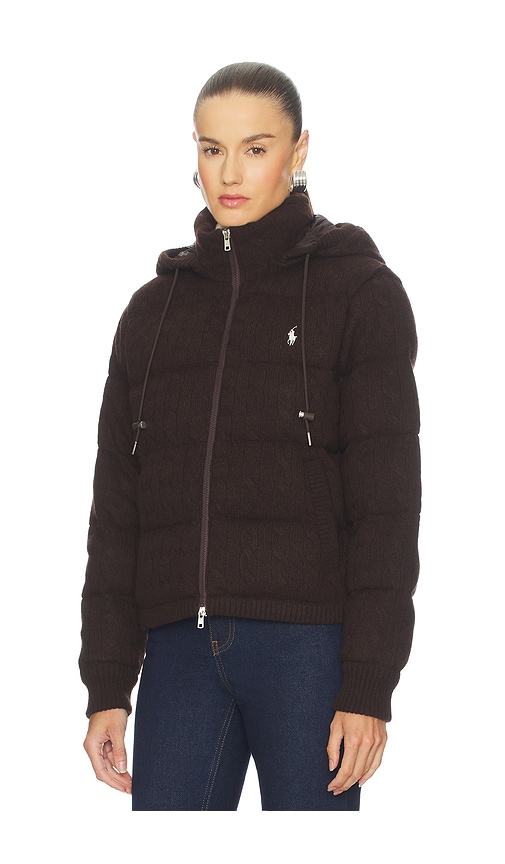  Polo Ralph Lauren Cable Knit Wool Cashmere Quilted Jacket In Chocolate. Taglia Xs. Also In Xxs, S, M. 
