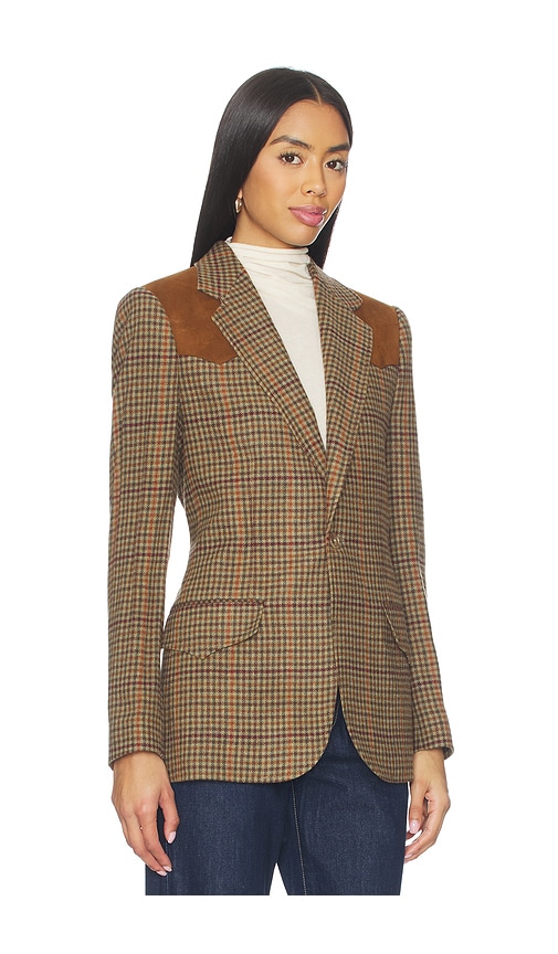 Polo Ralph Lauren Suede-trim Plaid Wool Blazer In Multi