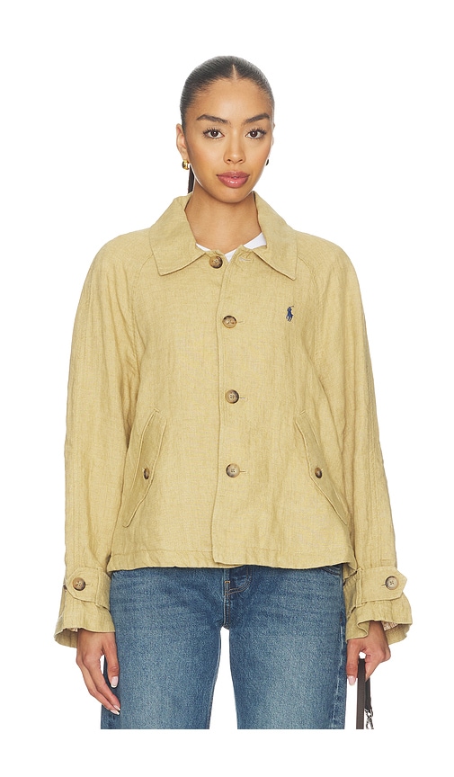 Polo Ralph Lauren Linen Windbreaker Jacket In Brown