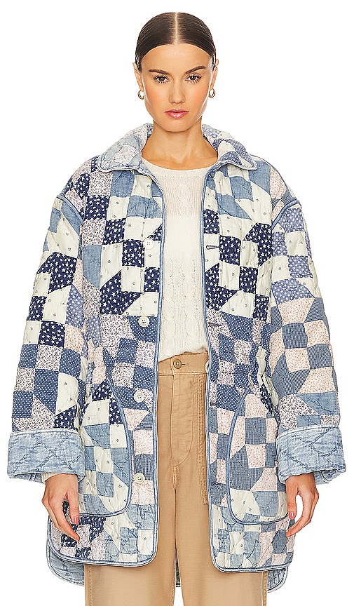 Polo Ralph Lauren Women's Patchwork Cotton Padded Coat In Patchwork Chambray