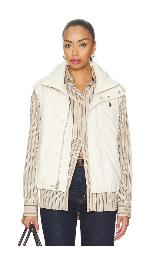 Polo Ralph Lauren Nylon Cotton Puffer Vest in Cream. - size L (also in S, XS)
