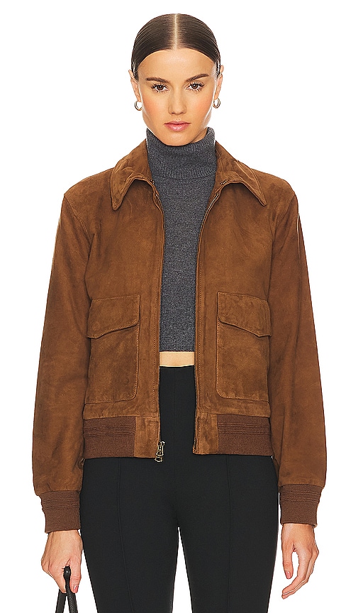 Polo Ralph Lauren Zipped Suede Jacket In Brown
