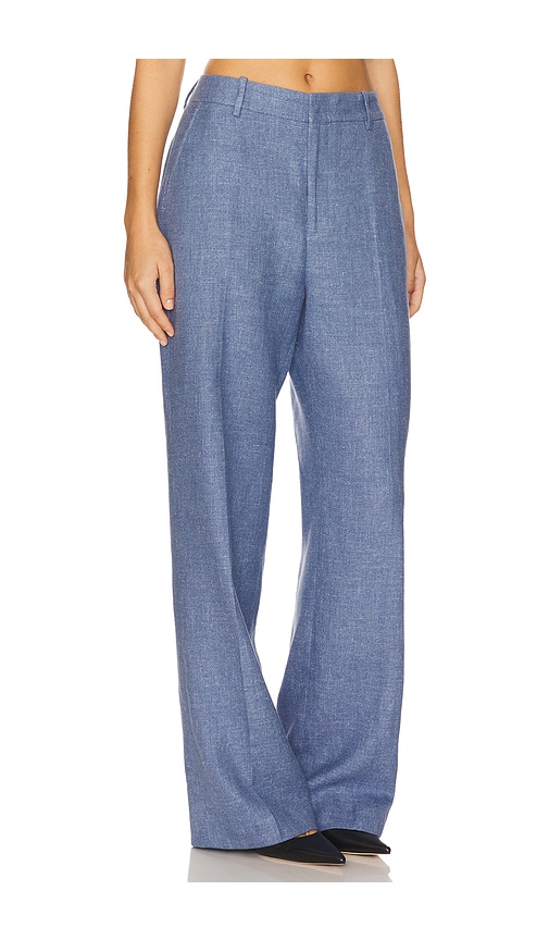 Polo Ralph Lauren Linen Cotton Twill Wide Leg Pant In Blue