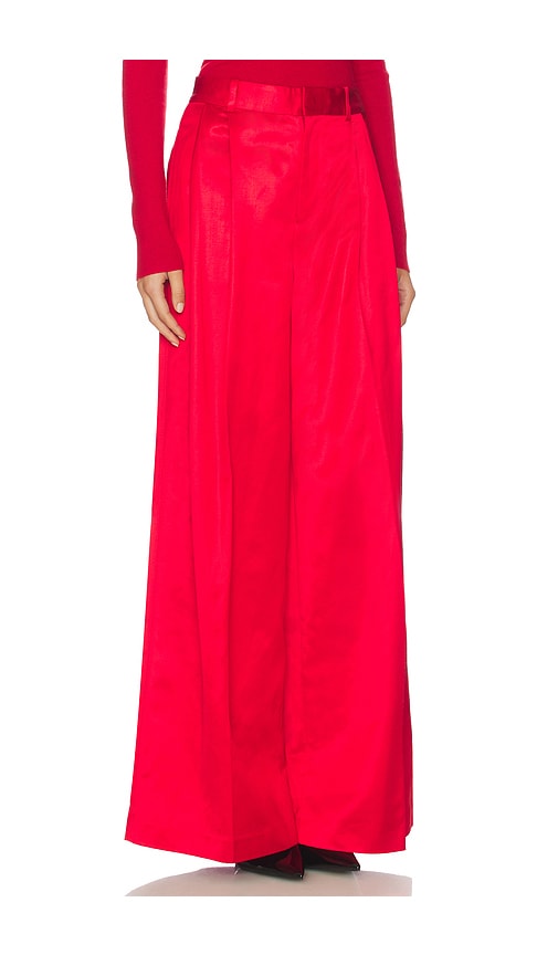 Polo Ralph Lauren Pleated Satin Wide Leg Pant In Red