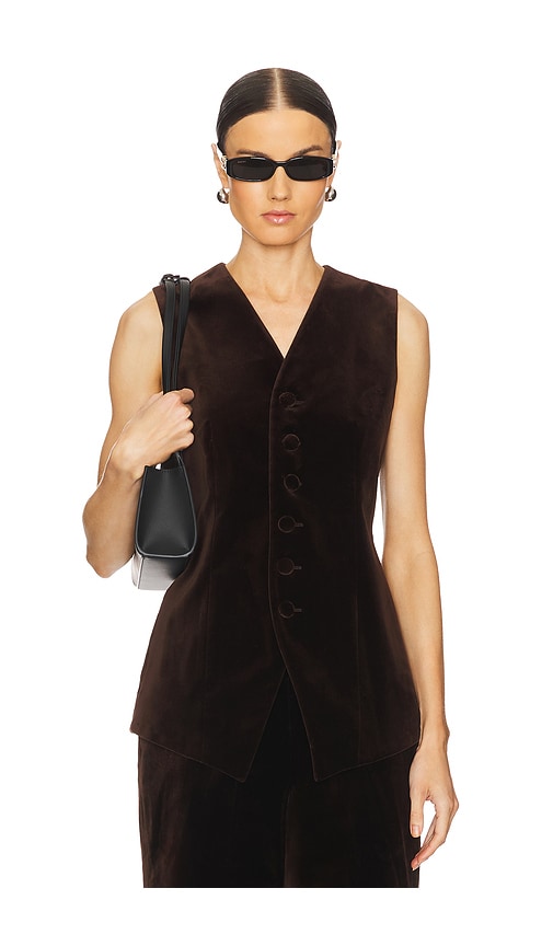 Shop Polo Ralph Lauren Velvet Vest In Chocolate