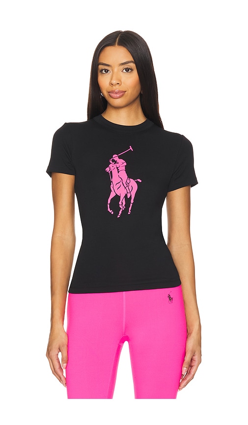 Polo Ralph Lauren Pink Pony Graphic Crew-neck T-shirt In Black
