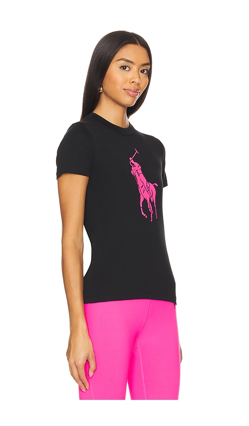 Polo Ralph Lauren Pink Pony Graphic Crew-neck T-shirt In Black