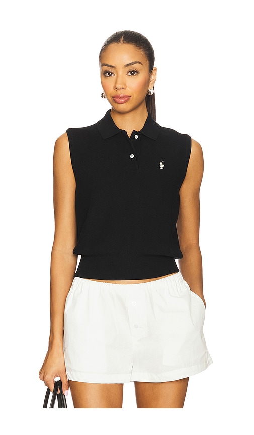 Polo Ralph Lauren Cotton Cropped Sleeveless Polo Sweater in