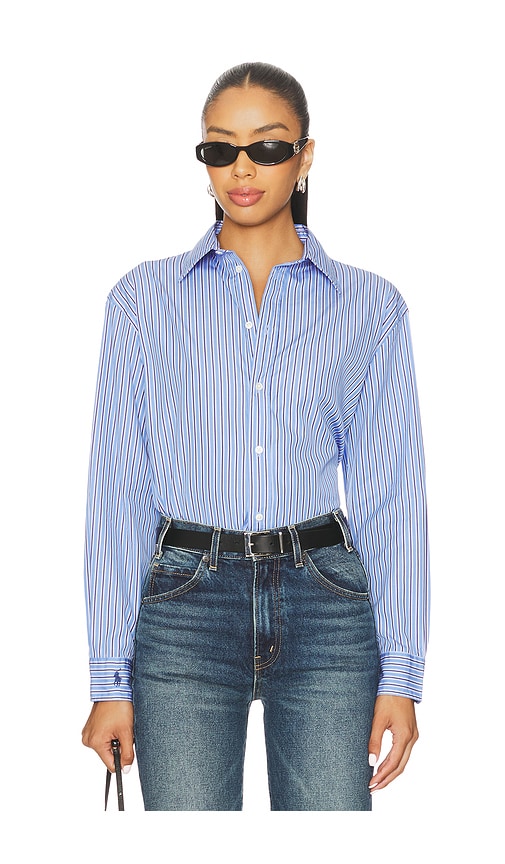 Oversize Fit Striped Cotton Shirt in Blue. - size L (also in XL, XXL) - Polo Ralph Lauren - Modalova