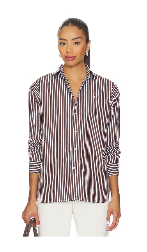 Polo Ralph Lauren Relaxed Fit Striped Cotton Shirt In Brown