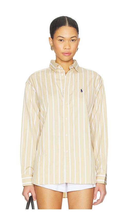 Polo Ralph Lauren Long Sleeve Shirt in Polo Tan & White