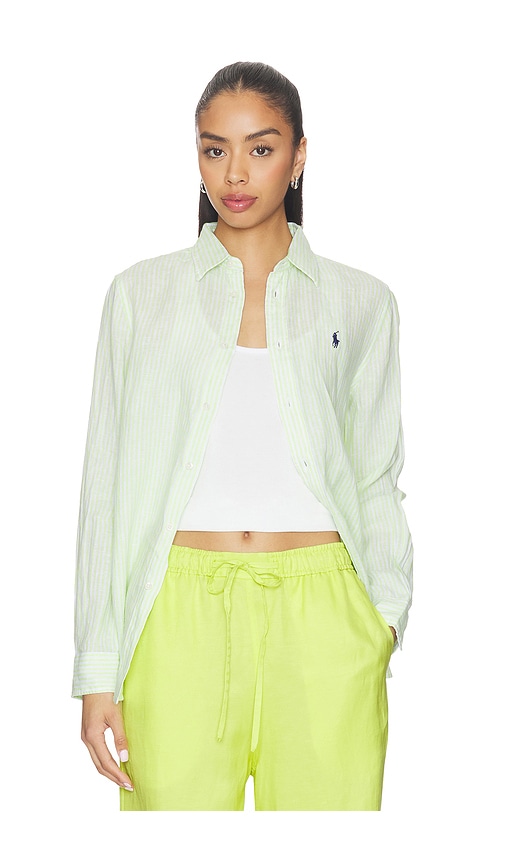 Polo Ralph Lauren CHEMISE SPORT EN LIN MANCHES LONGUES en GreenWhite Taille XS Also en S M L XL 165 €