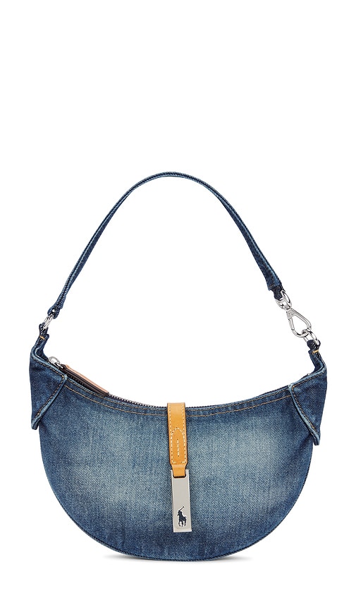 Denim & Leather Shoulder Bag in Blue.
