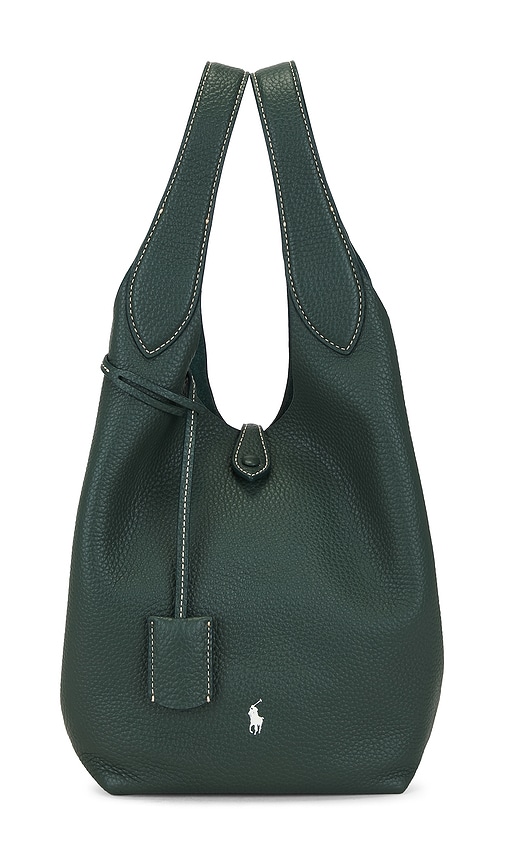 Polo Ralph Lauren Shiny Pebble Medium Tote In Green