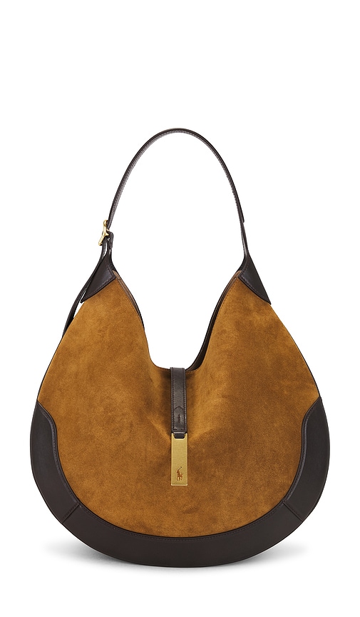 Polo Ralph Lauren Suede & Leather Medium Shoulder Bag In Brown