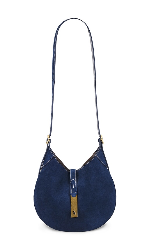 Polo Ralph Lauren Suede Small Shoulder Bag In Blue