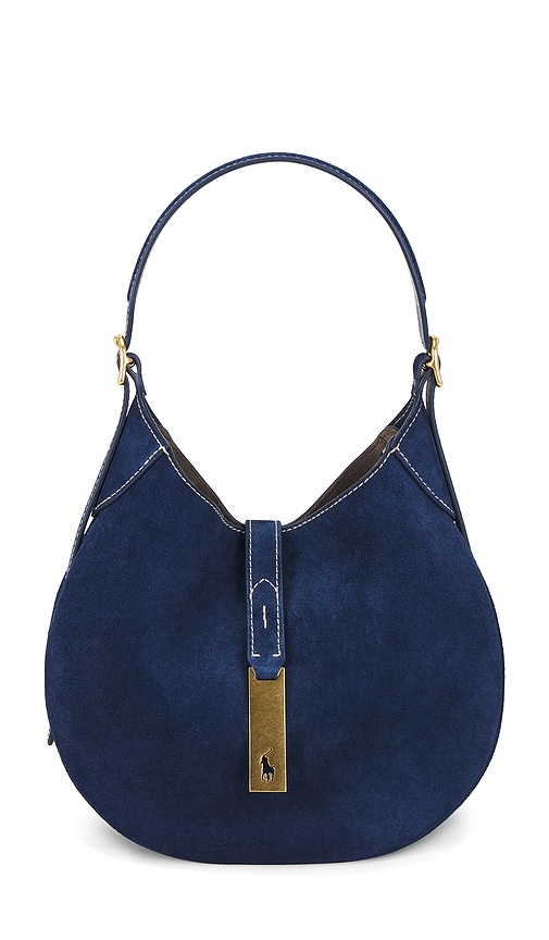 Polo Ralph Lauren Suede Small Shoulder Bag In Blue