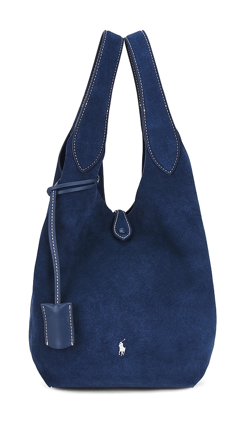 Suede Medium Tote in Navy.