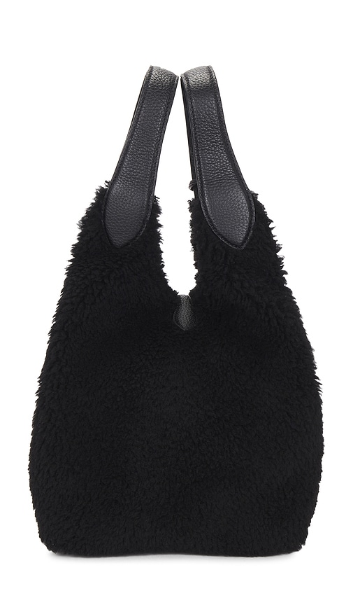 Polo Ralph Lauren Shearling & Pebble Leather Tote Medium In Black