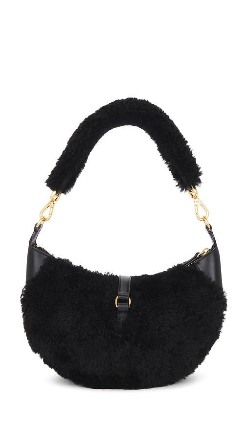 Polo Ralph Lauren Shearling Vachetta Id Mini Shoulder Bag Black In Black