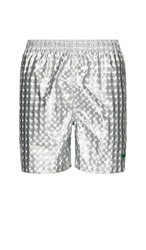 Pulley Active Shorts in Metallic Silver. - size M (also in L, XL/1X)